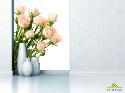 выбрать Фотообои Бежево-белые розы Фотообои Фотообои Цветы: вертикальная на стену
