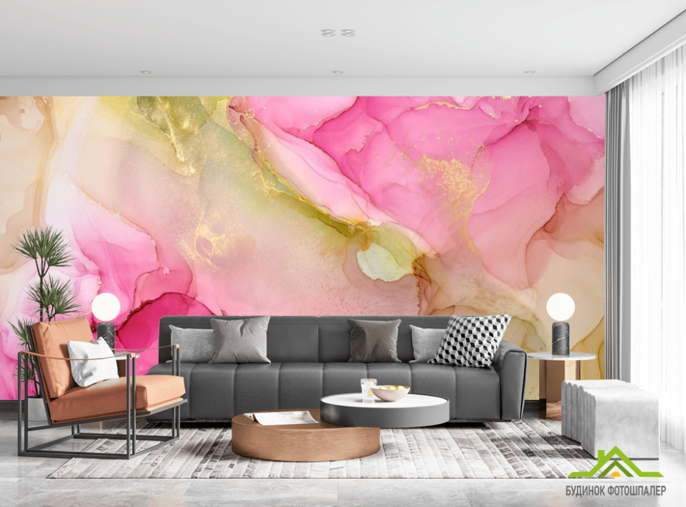 выбрать Фотошпалери розлучення рожеві в стилі флюїд арт. Каталог фотошпалер на стіну