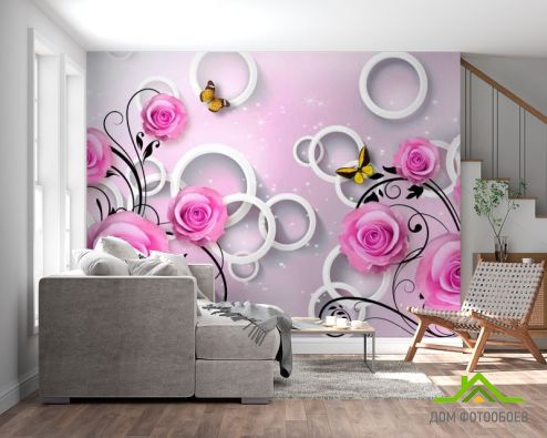 выбрать Фотообои Розы сиреневые 3d Фотообои 3D фотообои: горизонталная, горизонтальная, фиолетовый ориентация на стену