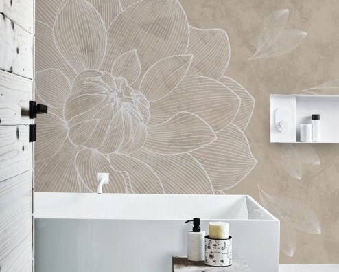выбрать Фотошпалери Бежевий векторний квітка Фотошпалери в ванну на стіну
