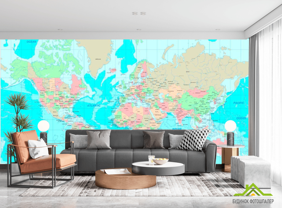 выбрать Фотошпалери Карта океанів Каталог фотошпалер на стіну