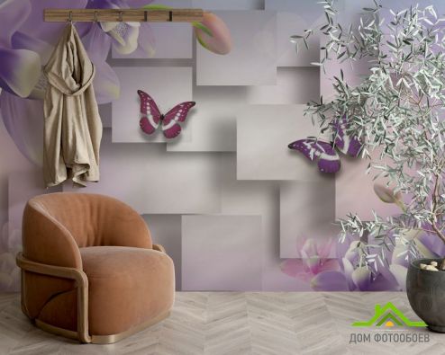 выбрать Фотошпалери Квіти з метеликами Фотошпалери 3D фотошпалери : картинка  на стіну
