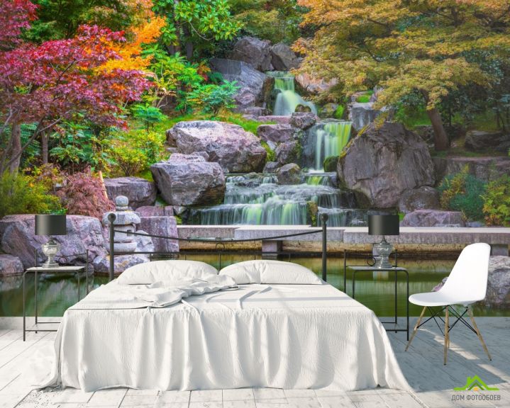 Фотообои Водопад в японском саду