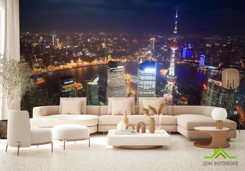 выбрать Фотообои вечерний Шанхай Фотообои Фотообои Города: горизонталная, горизонтальная ориентация на стену
