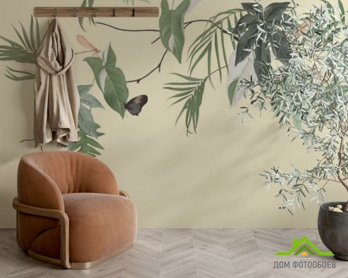 выбрать Фотообои Тропики с потолка Фотообои тропические листья на стену