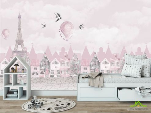 выбрать Фотообои Розовый Париж  на стену