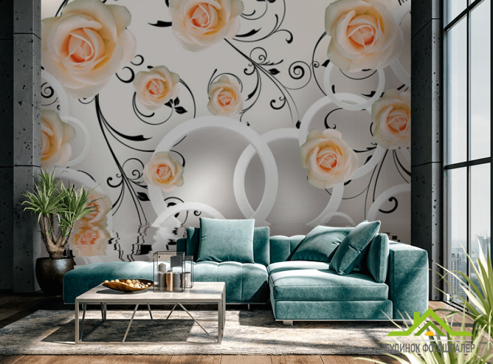 выбрать Фотошпалери 3д троянди Каталог фотошпалер на стіну