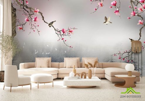 выбрать Фотообои Магнолии в японском стиле Фотообои Цветы на стену