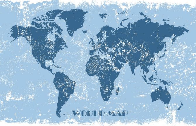 Фотообои Синяя карта мира