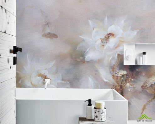 выбрать Фотообои Рисованные цветы Фотообои в ванную на стену