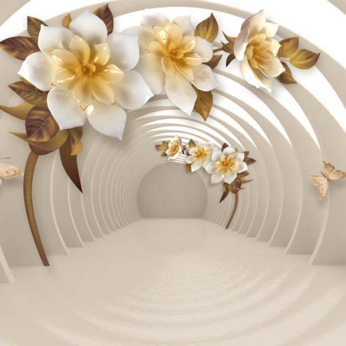 выбрать Фотообои цветы и тоннель  на стену