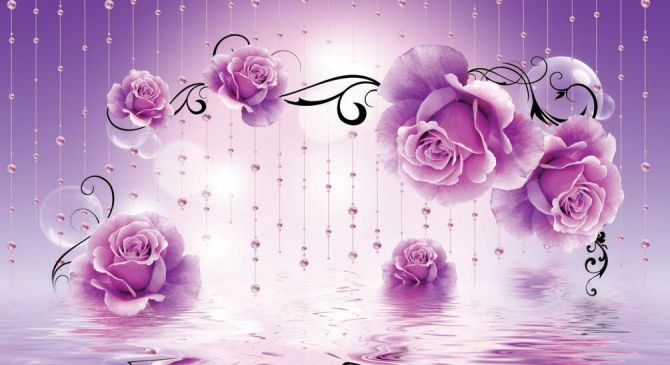 Фотообои Фиолетовые 3d цветы