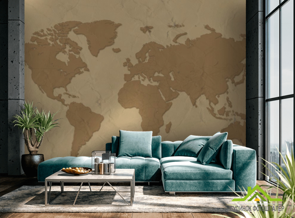 выбрать Фотошпалери Стилізація континентальної карти Каталог фотошпалер на стіну