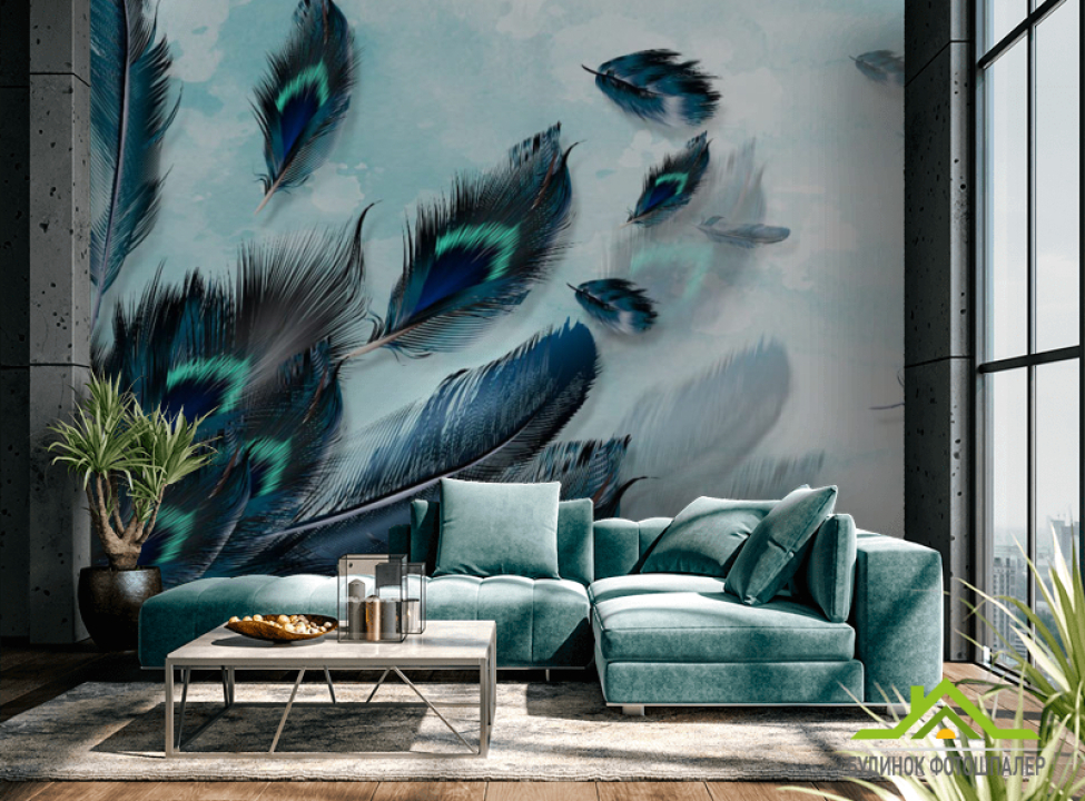 выбрать Фотообои Перья павлина 3д Каталог фотообоев на стену