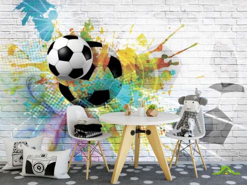 выбрать Фотошпалери Футбольний м'яч Фотошпалери, колір: «різнобарвний, картинка» на стіну