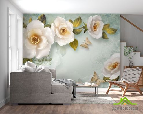 выбрать Фотообои Керамические цветы Фотообои 3D фотообои: горизонталная, горизонтальная ориентация на стену