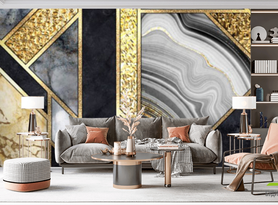 выбрать Фотошпалери мармур чб з золотом Каталог фотошпалер на стіну