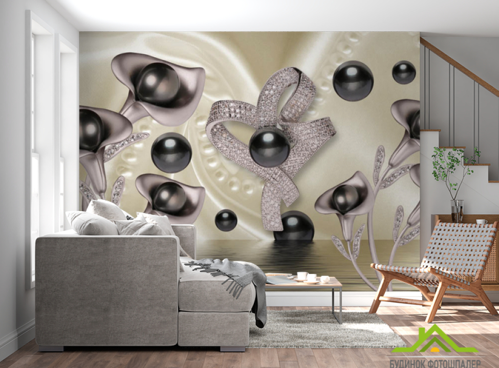 выбрать Фотошпалери 3д квіти з камінням Каталог фотошпалер на стіну