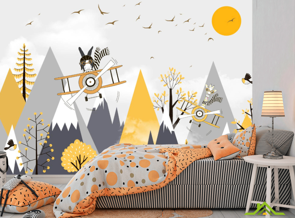 выбрать Фотошпалери Гори дитячі жовто-сірі Каталог фотошпалер на стіну