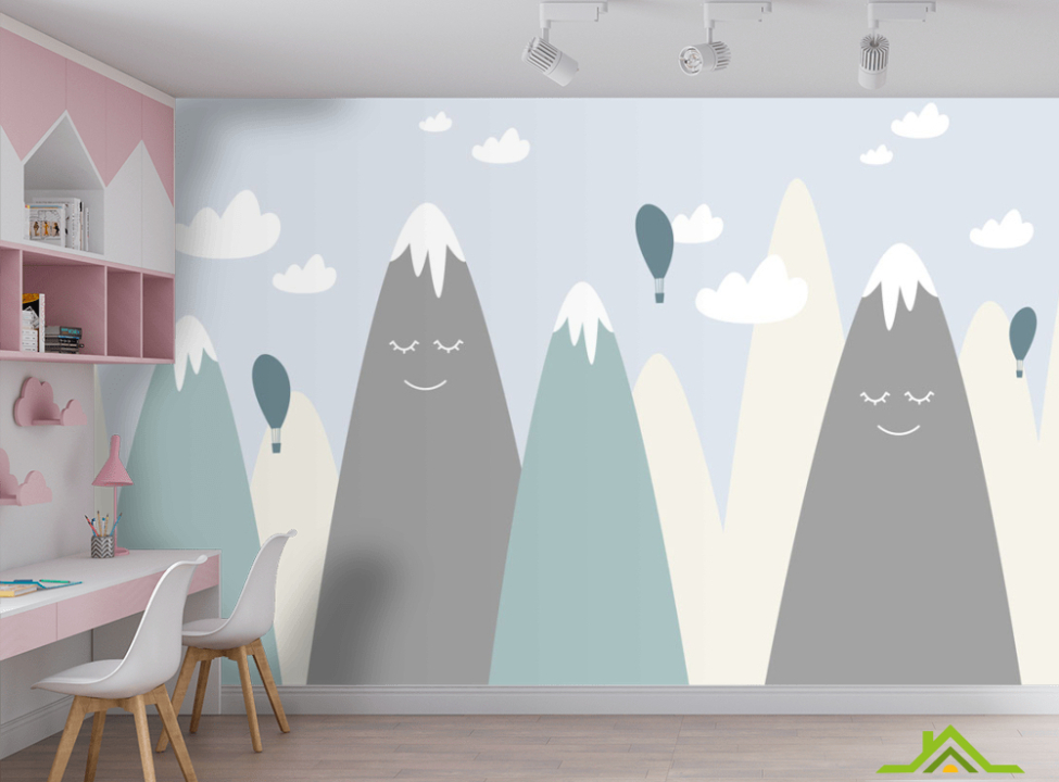 выбрать Фотошпалери Блакитні гори векторні Фотошпалери Little kids на стіну