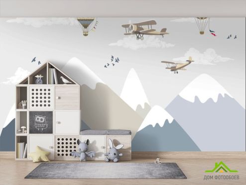 выбрать Фотообои Горы и самолетики  на стену