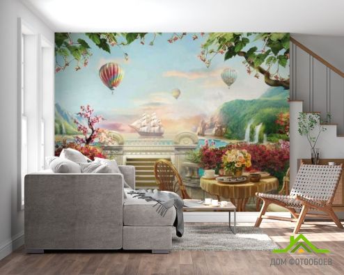 выбрать Фотообои Воздушный шар Фотообои Фотообои Дизайнерские фрески: горизонталная, горизонтальная, картинка ориентация на стену