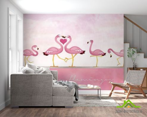 выбрать Фотообои Розовые фламинго Фотообои с Фламинго на стену