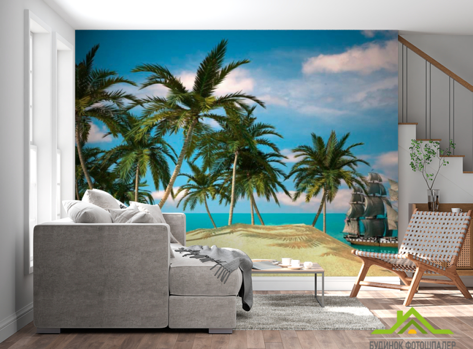 выбрать Фотошпалери Пальми і корабель у морі Каталог фотошпалер на стіну