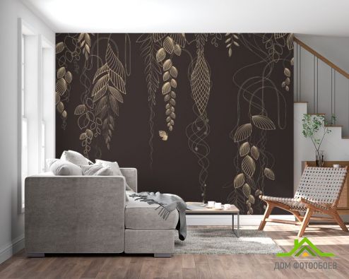 выбрать Фотообои листья с потолка Фотообои простые линии на стену