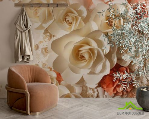 выбрать Фотошпалери 3D паперові троянди Фотошпалери квіти 3d на стіну