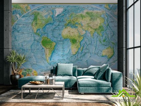 выбрать Фотообои Физическая карта мира  на стену