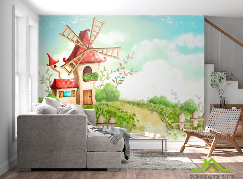 выбрать Фотошпалери Будиночок з млином Каталог фотошпалер на стіну