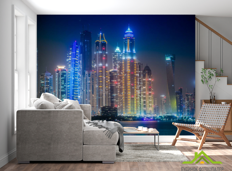 выбрать Фотообои синие огни вечернего города Каталог фотообоев на стену