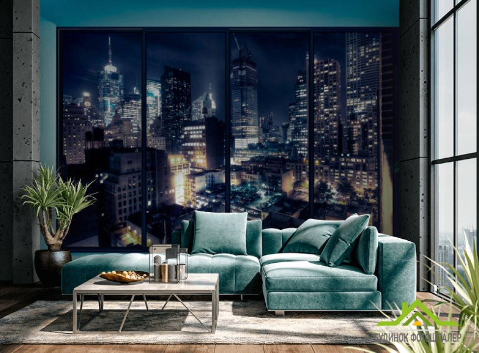 выбрать Фотообои Вид на ночной город Фотообои Вид из окна на стену