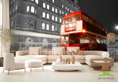 выбрать Фотообои Автобус в лондоне Фотообои Фотообои Транспорт: горизонталная, горизонтальная, красный ориентация на стену