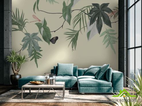выбрать Фотообои Тропики с потолка Фотообои Фотообои Тропические листья: горизонталная, горизонтальная ориентация на стену