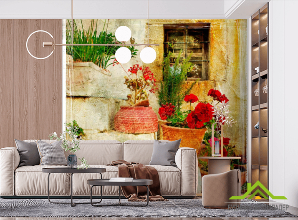 выбрать Фотошпалери Квіти на сходинках Каталог фотошпалер на стіну