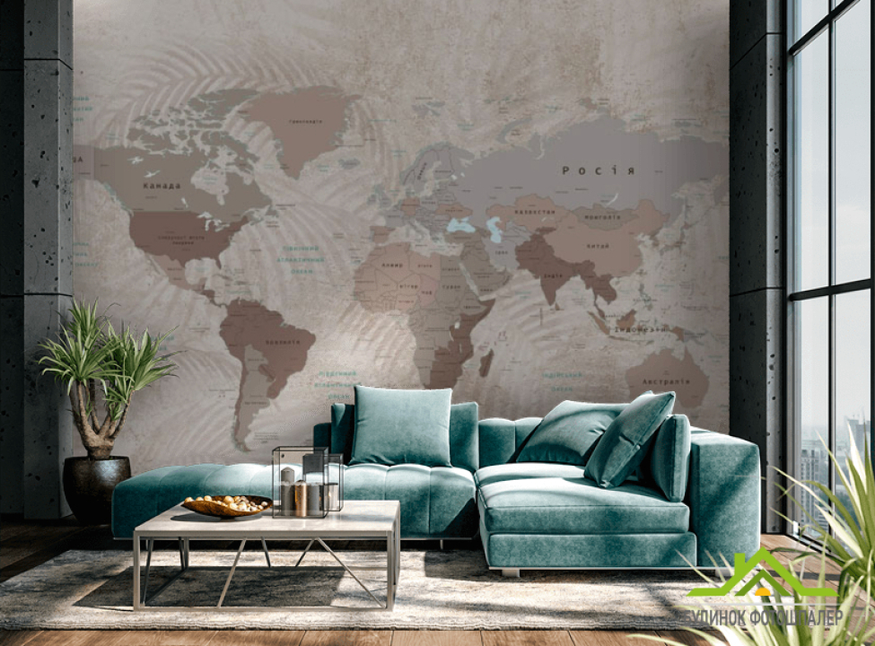 выбрать Фотошпалери Бежева карта з гілками Каталог фотошпалер на стіну