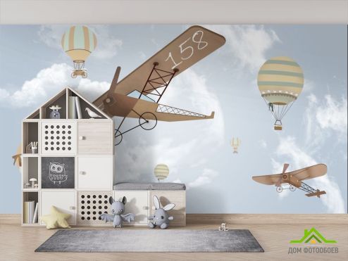 выбрать Фотообои воздушные шары и самолеты  на стену