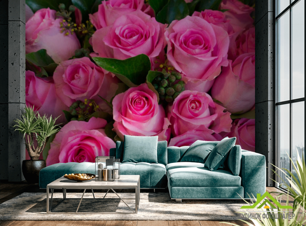 выбрать Фотошпалери Букет рожевих троянд Каталог фотошпалер на стіну