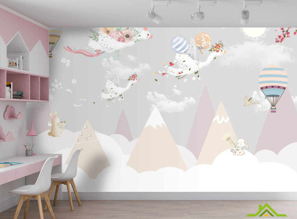 выбрать Фотошпалери Лелеки на повітряних кульках Каталог фотошпалер на стіну