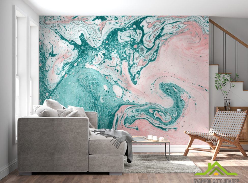 выбрать Фотообои Розово-бирюзовый Fluid art Каталог фотообоев на стену