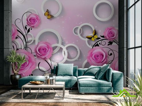 выбрать Фотообои Розы сиреневые 3d Фиолетовые фотообои на стену