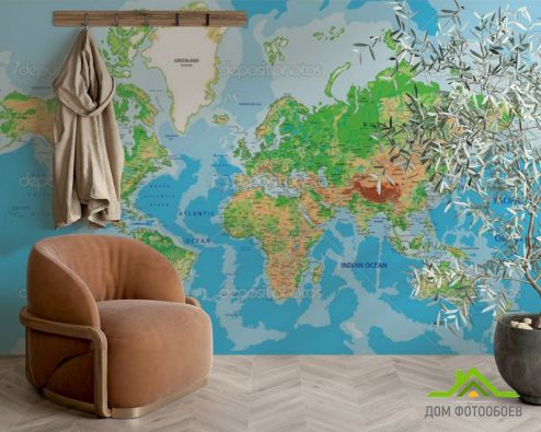 выбрать Фотошпалери Карта Фотошпалери Фотошпалери карта Світу: квадратна, горизонтальна орієнтація на стіну