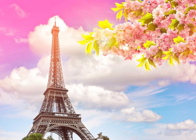 Фотошпалери рожеве небо в Парижі