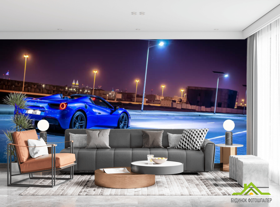 выбрать Фотошпалери синій автомобіль Каталог фотошпалер на стіну