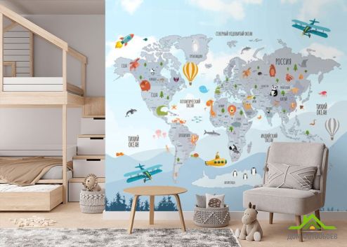 выбрать Фотообои Голубая карта на русском Фотообои Little kids на стену
