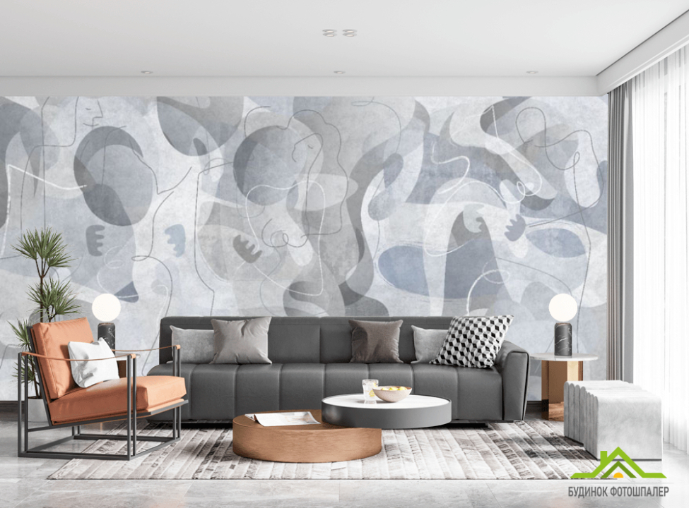 выбрать Фотообои Геометрические силуэты синяя Каталог фотообоев на стену