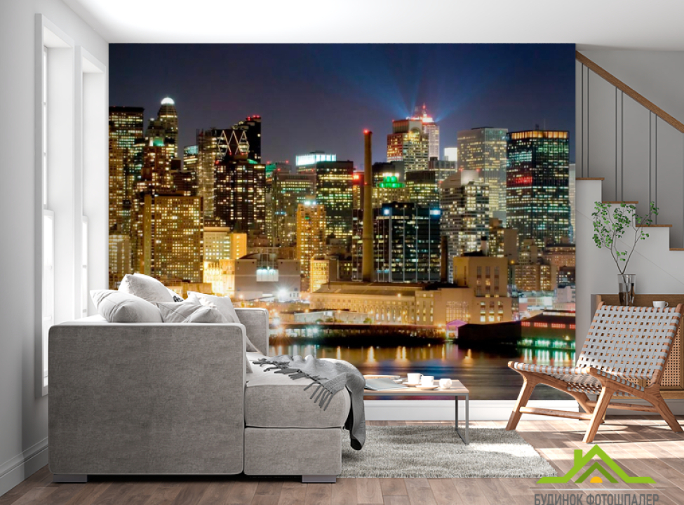 выбрать Фотообои Яркие огни города Фотообои Современный город на стену