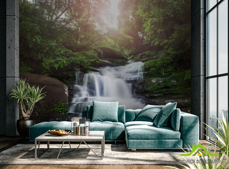 выбрать Фотообои водопад каменные ступеньки Каталог фотообоев на стену